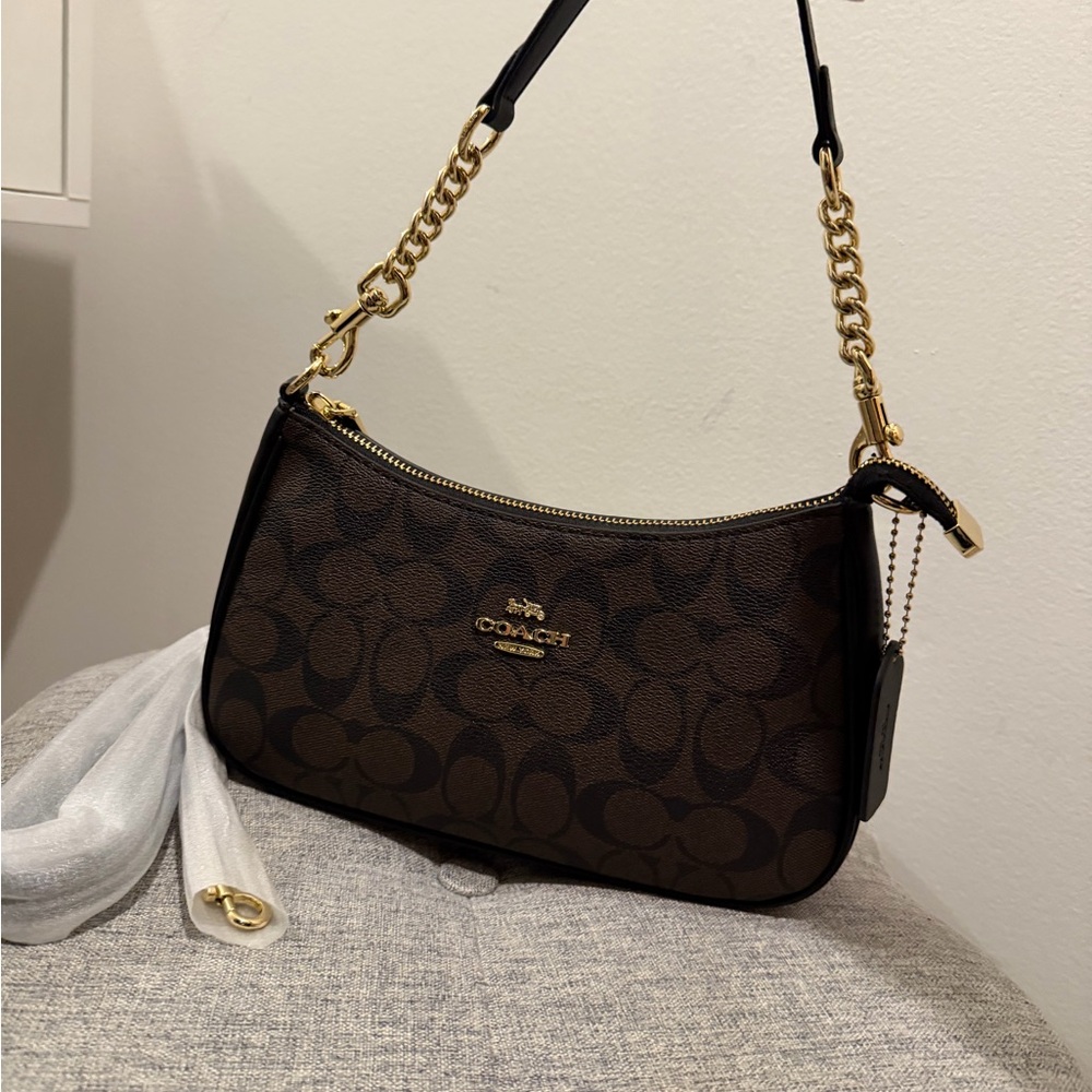 Coach Dark Brown and Black Shoulder Bag